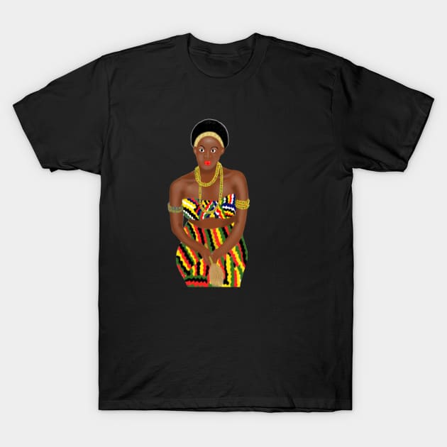 African Queen Kente Pattern T-Shirt by Merchweaver